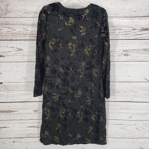 Isaac Mizrahi Women's Black Gold Velvet Burnout Faux Wrap Dress Size Small - Picture 14 of 14